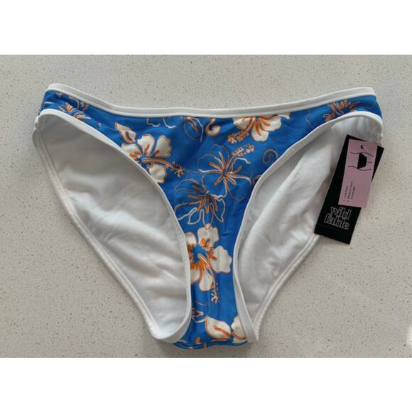 NWT Wild Fable Blue orange white Hawaiian pattern print bikini bottom Size XS - Picture 1 of 3